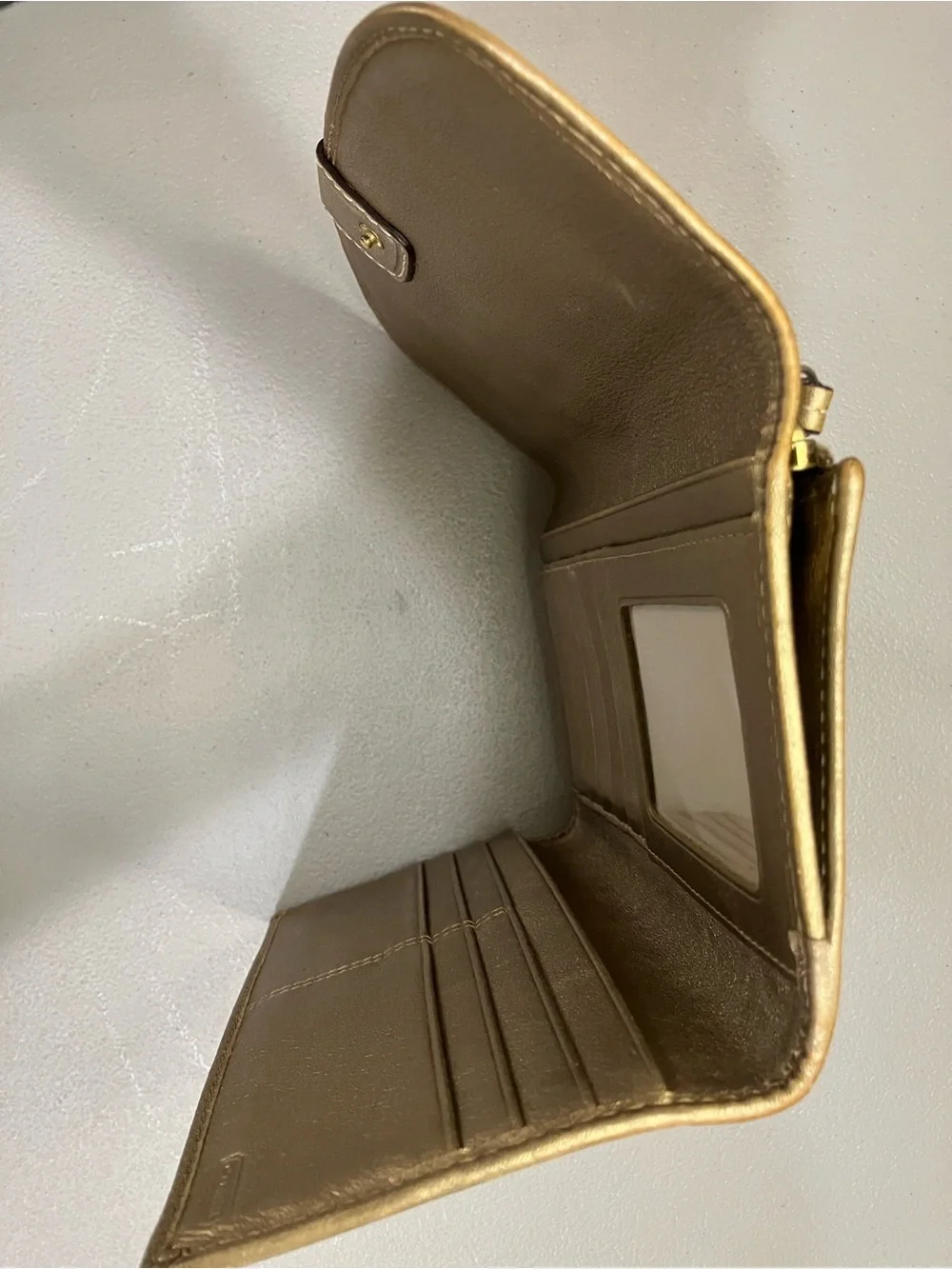 EUC Coach Beige Signature Canvas Buckle Wallet